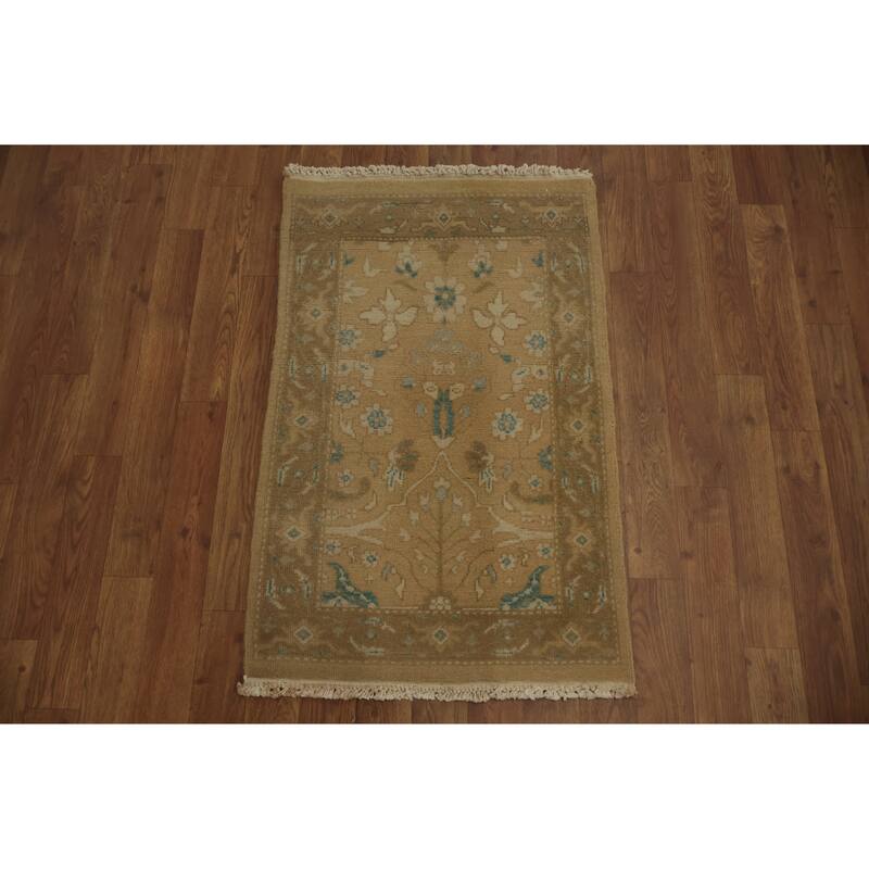 Hand Knotted Oriental 100% Wool Carpet Traditional All-Over Brown Ziegler Area Rug - 3' 0'' X 1' 11''