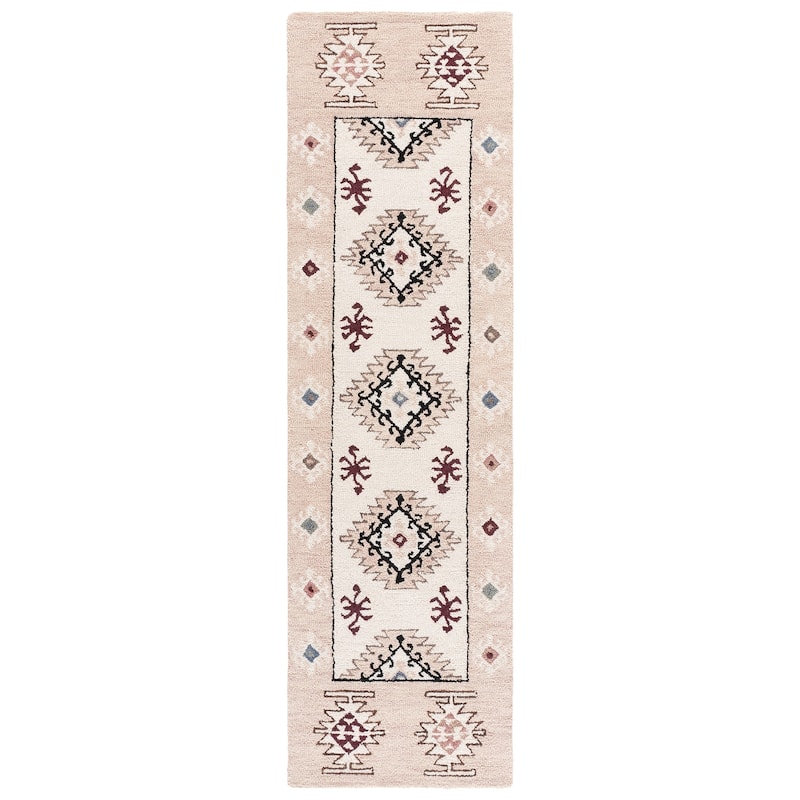 SAFAVIEH Handmade Metro Filoftia Wool Rug - 2'3" x 8' Runner - Ivory/Rust