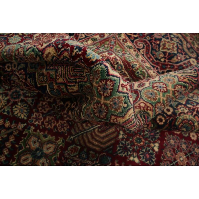 Hand Knotted Oriental 100% Wool Carpet Traditional Floral Red Isfahan Area Rug - 14' 9'' X 10' 5''