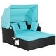 preview thumbnail 4 of 61, Outdoor Patio Daybed with Canopy and Foldable Side Trays - 65" x 60.5 x 58.5" Turquoise