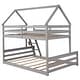 preview thumbnail 33 of 33, House Shape Twin over Full Wood Bunk Bed with Slide and Ladder, White