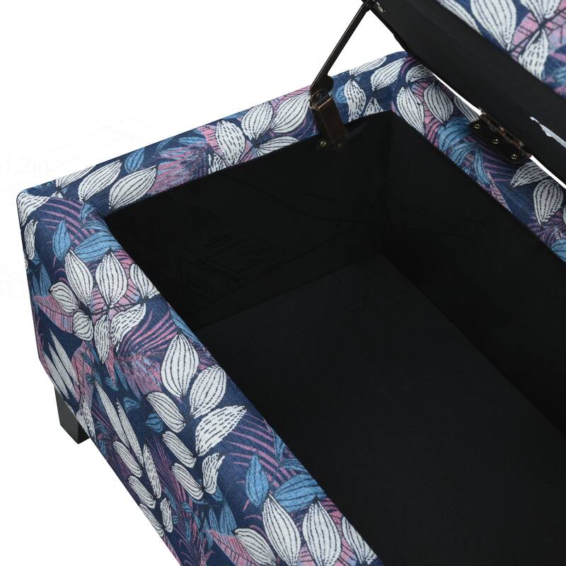 Versatile Floral Patterned Ottoman for Home with Hidden Compartment