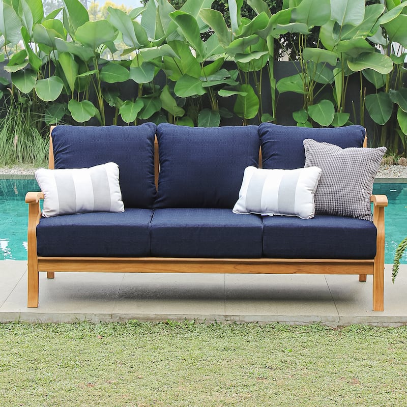 Cambridge Casual Lowell Outdoor Teak 3-Seater Sofa with Cushion
