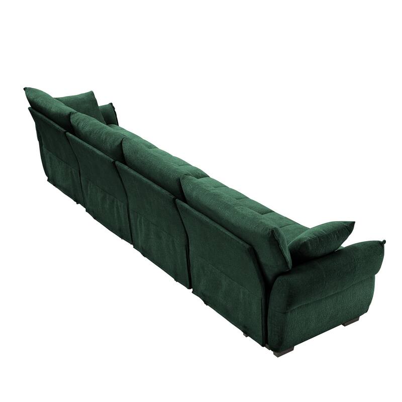141.7" Chenille 5-Seat Sofa with Tufted Design & Sponge Cushions