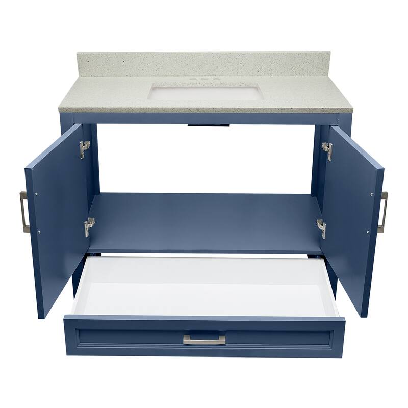 Nevado 37" Bathroom Vanity with Cultured Marble Vanity Top Sink in White with White Basin