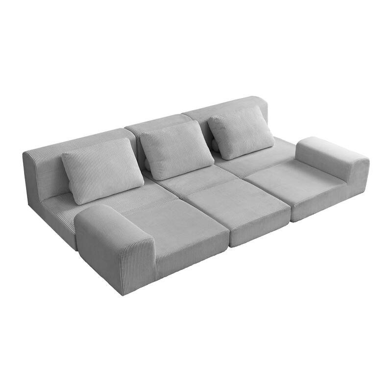 108'' Modular Sectional 3-Seater Cloud Sofa, Convertible Sofa Bed