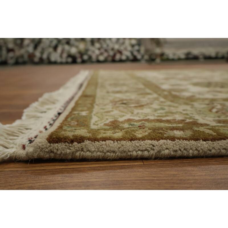 Hand Knotted Oriental 100% Wool Carpet Traditional All-Over Beige & Ivories Agra Area Rug - 6' 2'' X 4' 0''