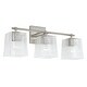 preview thumbnail 9 of 14, Lexi 3-light 23-inch Bath/ Vanity Fixture w/ Clear Fluted Square Glass Brushed Nickel