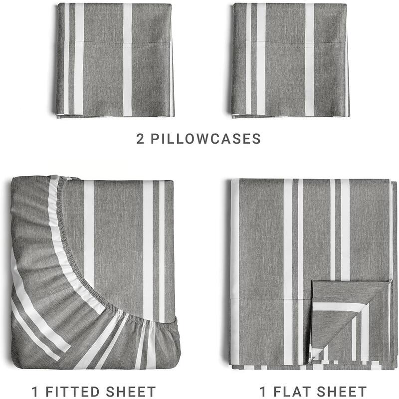 CGK Linens 4 Piece Solid Microfiber Deep Pocket Soft Bed Sheet Set