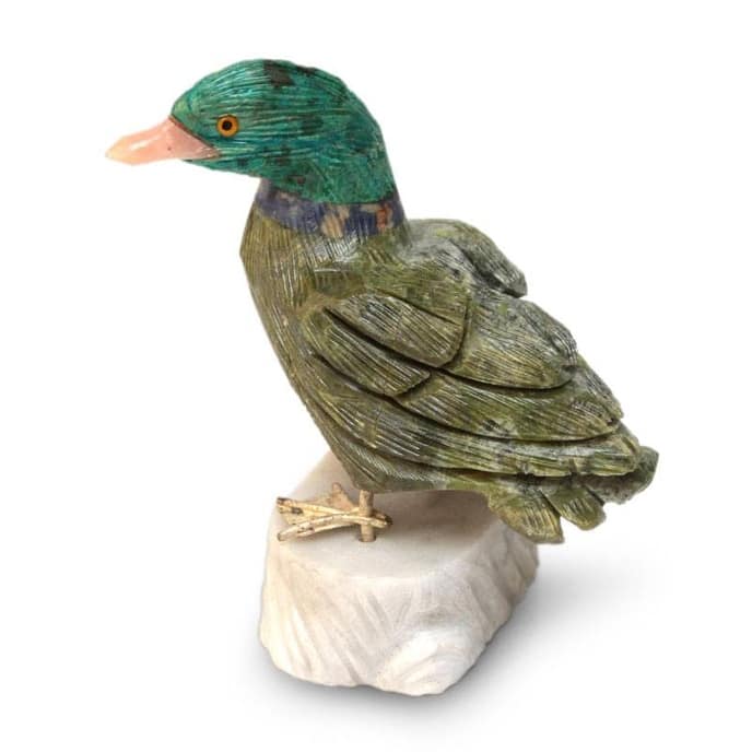 Handmade Serpentine And Chrysocolla Sculpture Wild Duck (Peru)