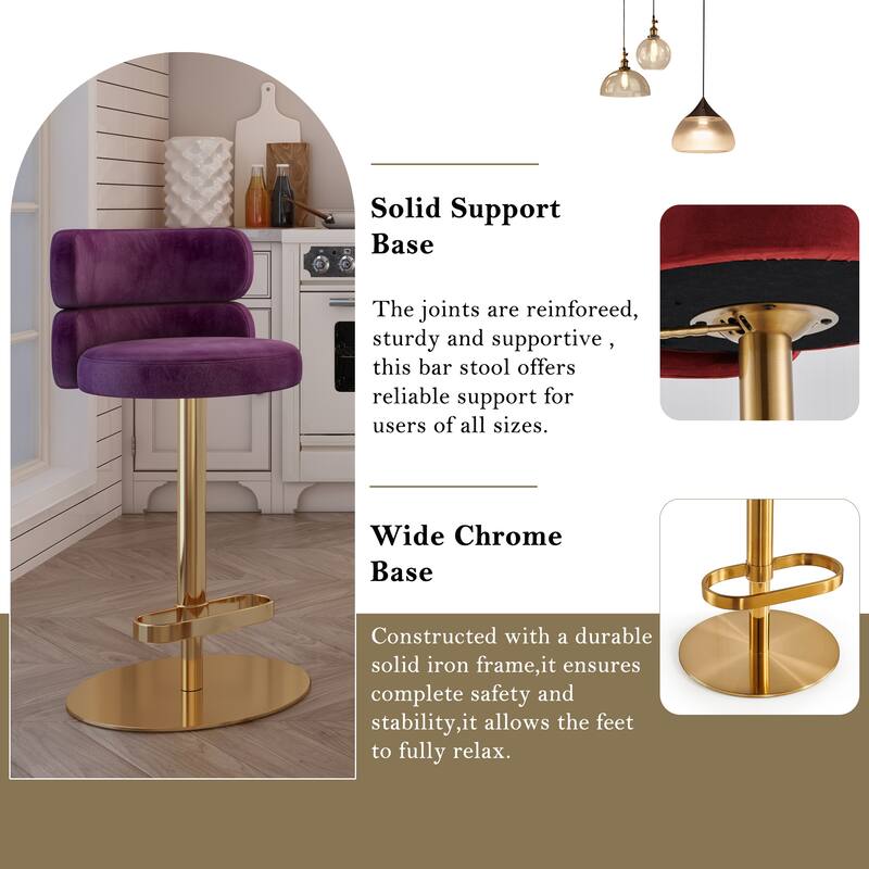 CAROCC Bar Stools Adjustable Armless Swivel PU Leather Barstool