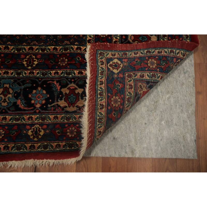 Hand Knotted Oriental 100% Wool Carpet Traditional Floral Red Bidjar Area Rug - 11' 9'' X 8' 6''