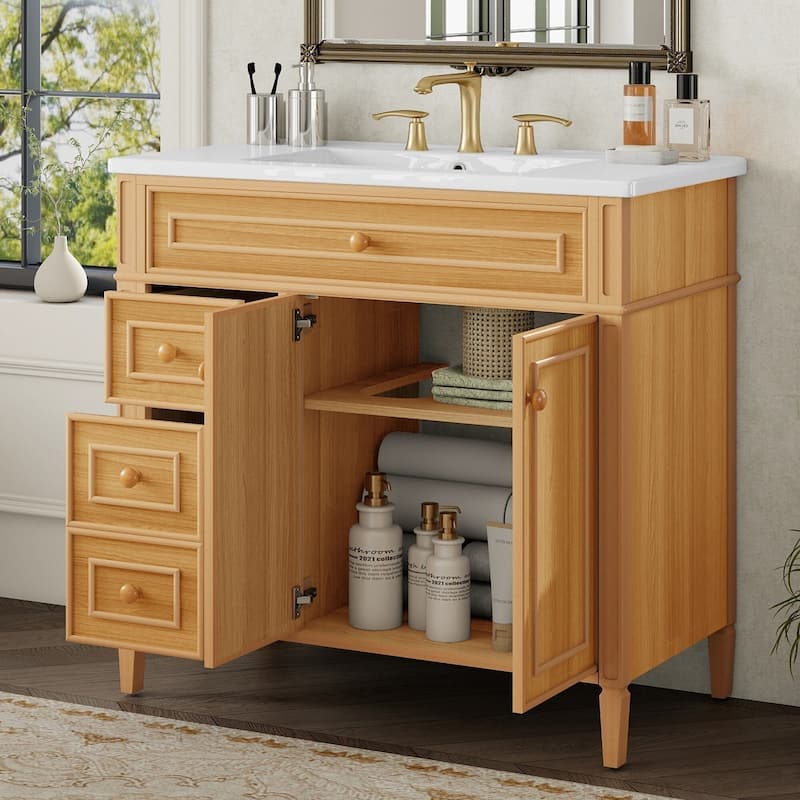 36"Freestanding Bathroom Vanity with Ceramic Sink