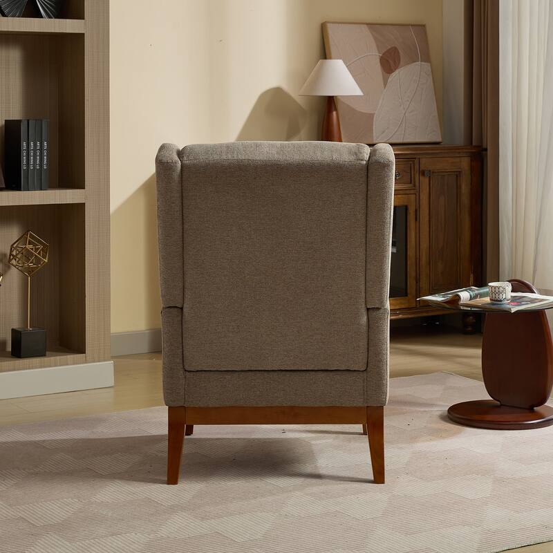 Modern High Back Accent Chair for Living Room, Upholstered Reading Armchair with Wood Legs, Single Club Chair Sofa for Lounge