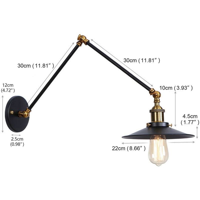 Industrial Black 1-Light Adjustable Swing Arm Wall Sconce