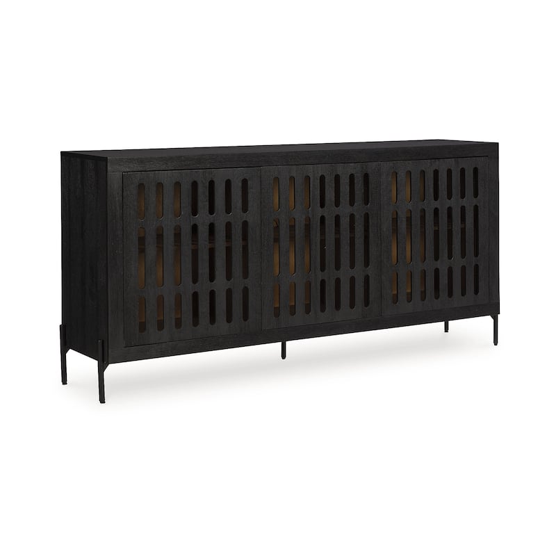 Signature Design by Ashley Vallisburg Black/Natural Accent Cabinet - 64" W x 15.88" D x 32.25" H