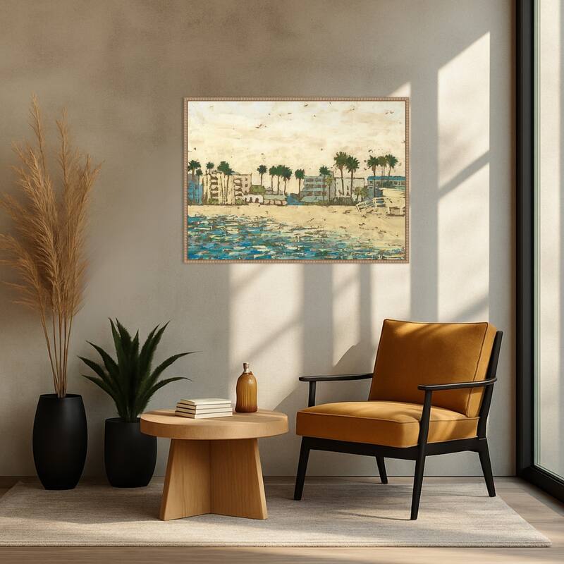 Beach Coast No. 1 by Megan Meagher (38 x 28 in.), Framed Canvas Wall Art Print
