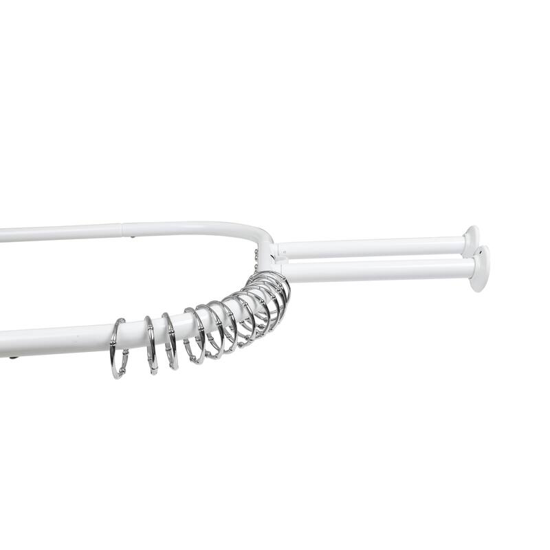 Utopia Alley Rustproof Wall Mounted Aluminum Hoop Shower Rod With Ceiling Support for Clawfoot Tub, 46 * 22 in, White