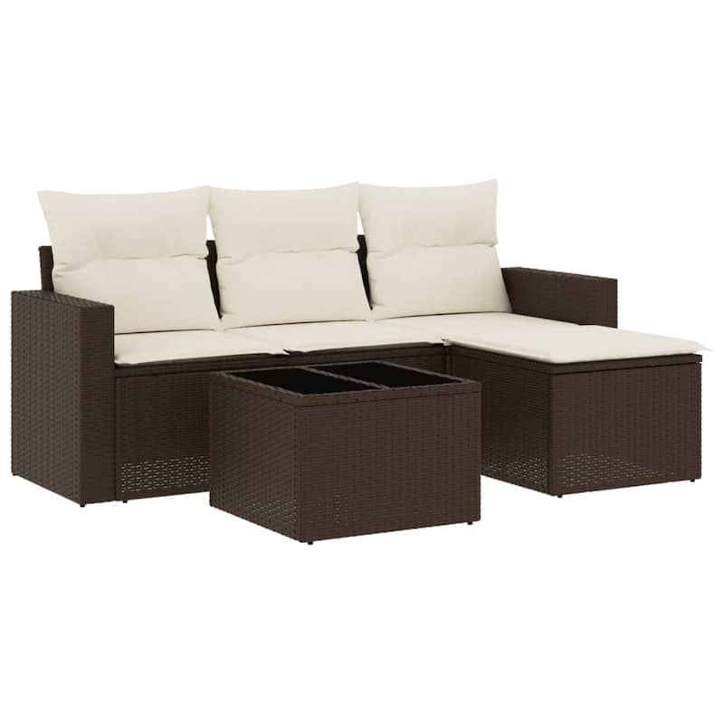 vidaXL Garden Sofa Set Brown PE rattan, powder-coated steel Large - 73.2 x 24.4 x 27.2 in
