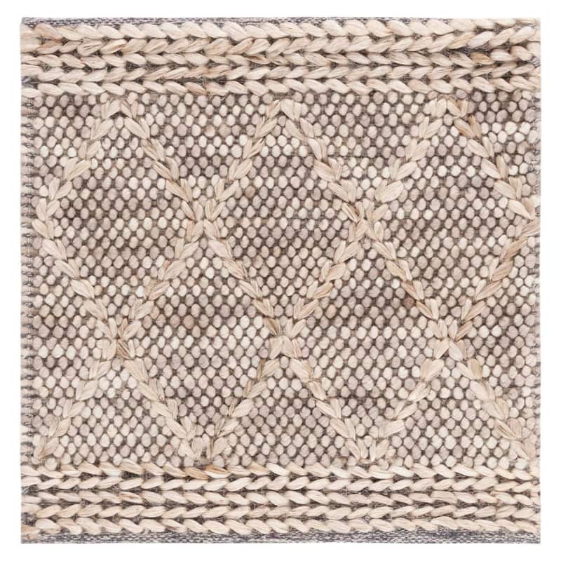 SAFAVIEH Handmade Natura Adorata Trellis Wool Rug - 6' Square - Brown/Natural - Square
