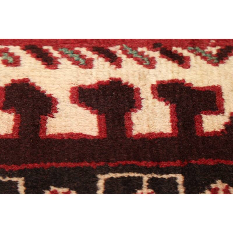 ECARPETGALLERY Hand-knotted Baluch Cream, Dark Red Wool Rug - 3'4 x 5'10