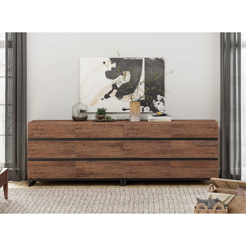 WAMPAT Dresser for Bedroom, Closet Organizers and Storage with Drawers, Chest of Drawers with Metal Base, Modern Wooden Dresser