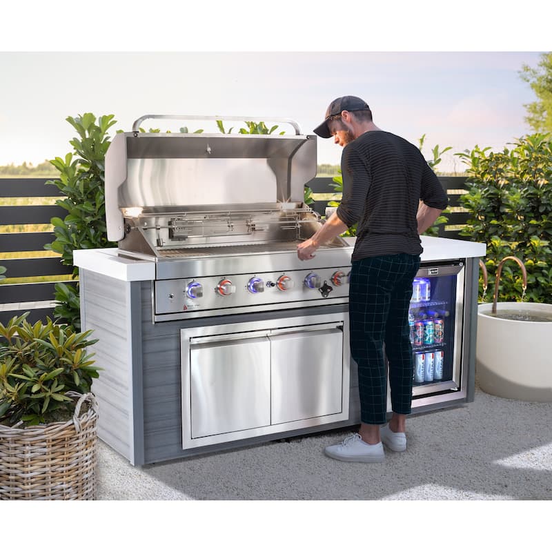 Mont Alpi MA805-AW Artwood Polyethylene Frame 6-burner 44-inch Stainless Steel Outdoor Kitchen Island Grill + Refrigerator - N/A