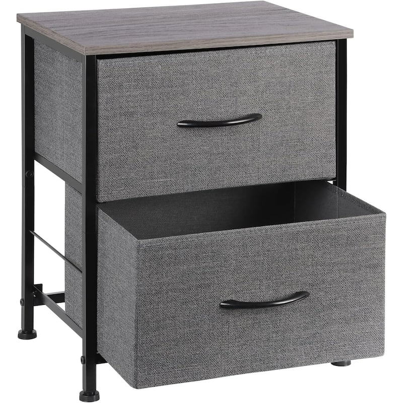 Storage Chest Organizer with Removable Fabric Bins - Grey - 2-drawer