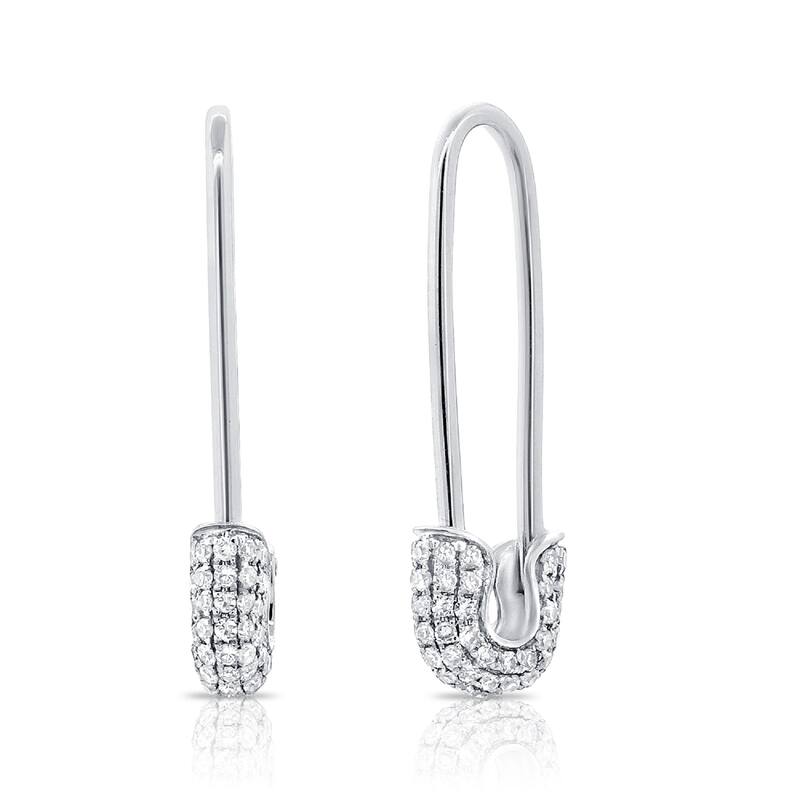Joelle Collection Diamond Safety Pin Earrings 1/2 ct. 14K Gold - White