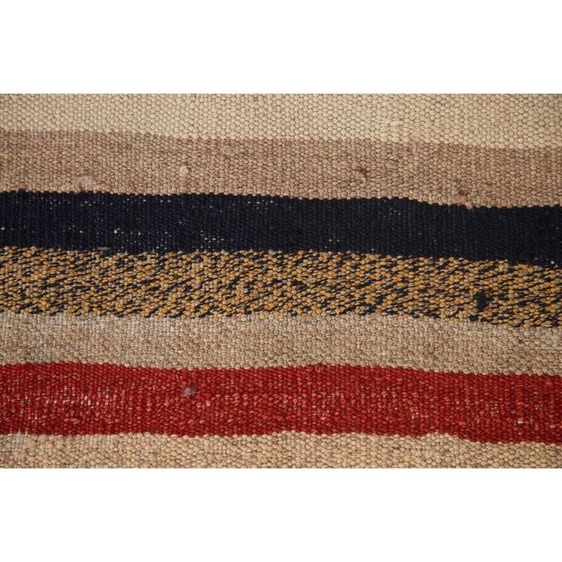 Striped Kilim Qashqai Persian Area Rug Hand-Woven Wool Carpet - 3'9" x 6'5"