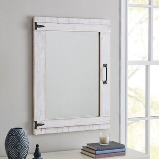FirsTime & Co. Weathered Farmhouse Barn Door Mirror, American Crafted, Rustic Gray, Metal, 24 x 1 x 32 in