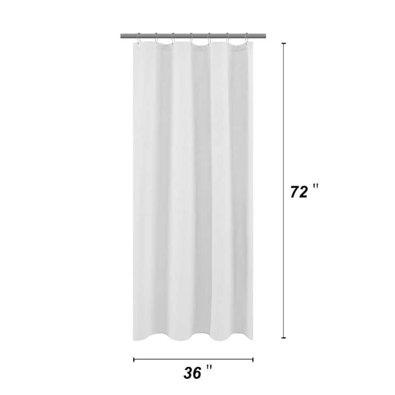 Dobby Waffle Shower Curtain with 12 Metal Hooks