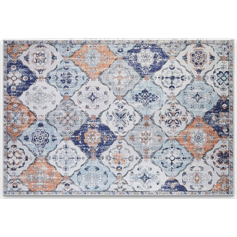 HomeRoots Tropical Floral Traditional Rectangle Area Rug - 5' X 7'