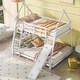 preview thumbnail 3 of 23, House Bunk Beds for Kids, Wood Twin Over Queen Bunk Bed with Climbing Nets and Climbing Ramp,Playhouse Bunk Bed for Girls Boys
