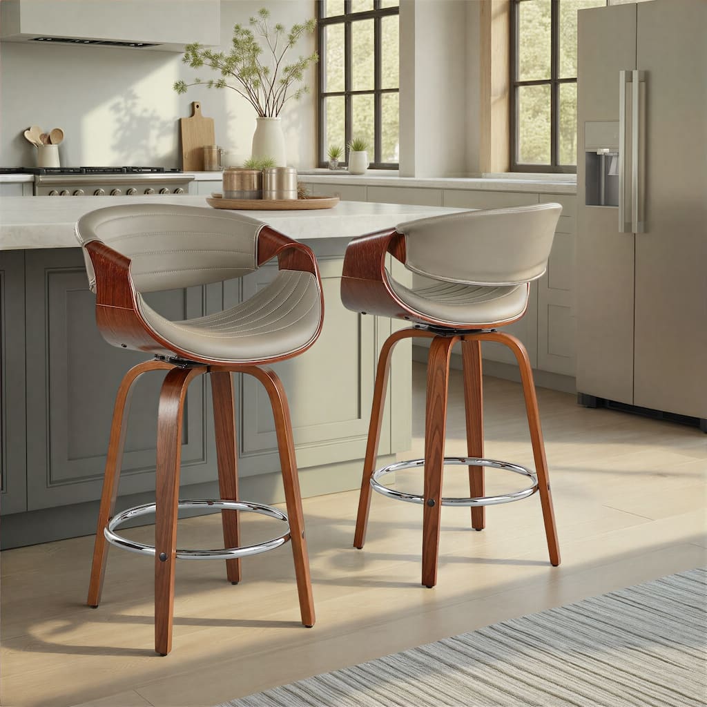 Carson Carrington Kanteborg 26" Fixed-Height Counter Stool with Bent Wood Legs & Round Footrest (Set of 2)
