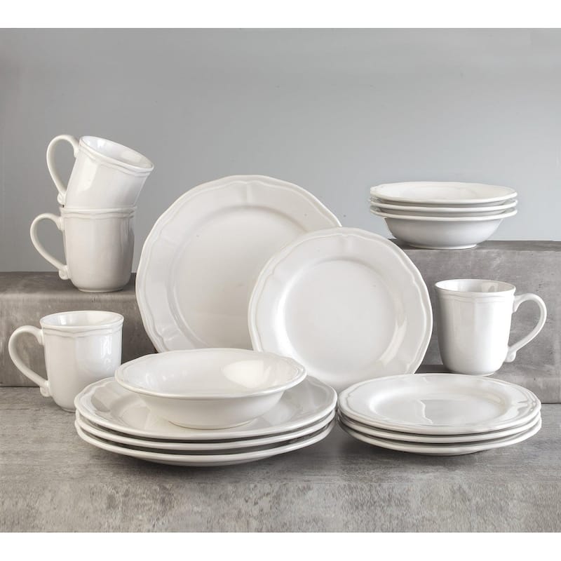 Euro Ceramica Siena 16 / 32 Piece Dinnerware Set - White - Service for 8