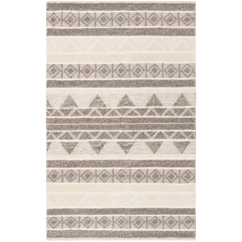 SAFAVIEH Handmade Natura Rachele Wool Rug - Ivory/Grey - 5' x 8'
