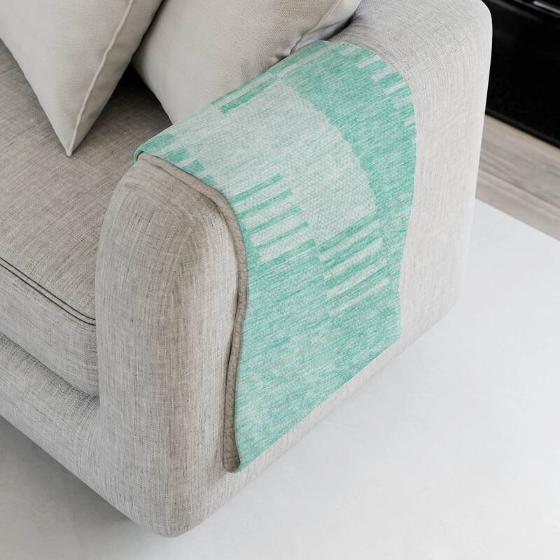 Premium Machine Washable Contemporary Sherpa Throw Blanket - Teal - 4'2" x 5'10"