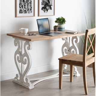 Kate and Laurel Wyldwood Rustic Carved Wood Desk