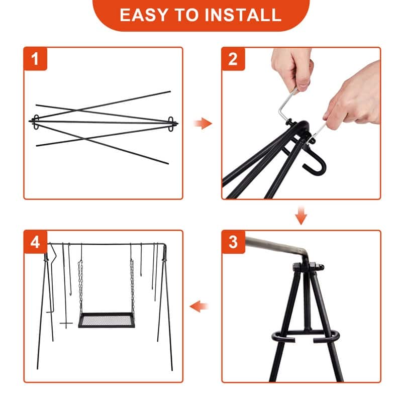 Portable Cookware Hanging Rack Outdoor Camping Bonfire - N/A