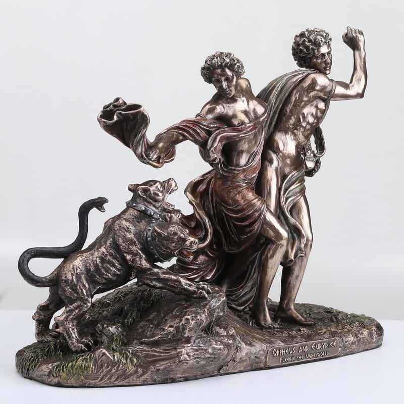 9.25 inches Width Cold Cast Bronze Orpheus and Eurydice Fleeing the Underworld Bronze Finish Figurine