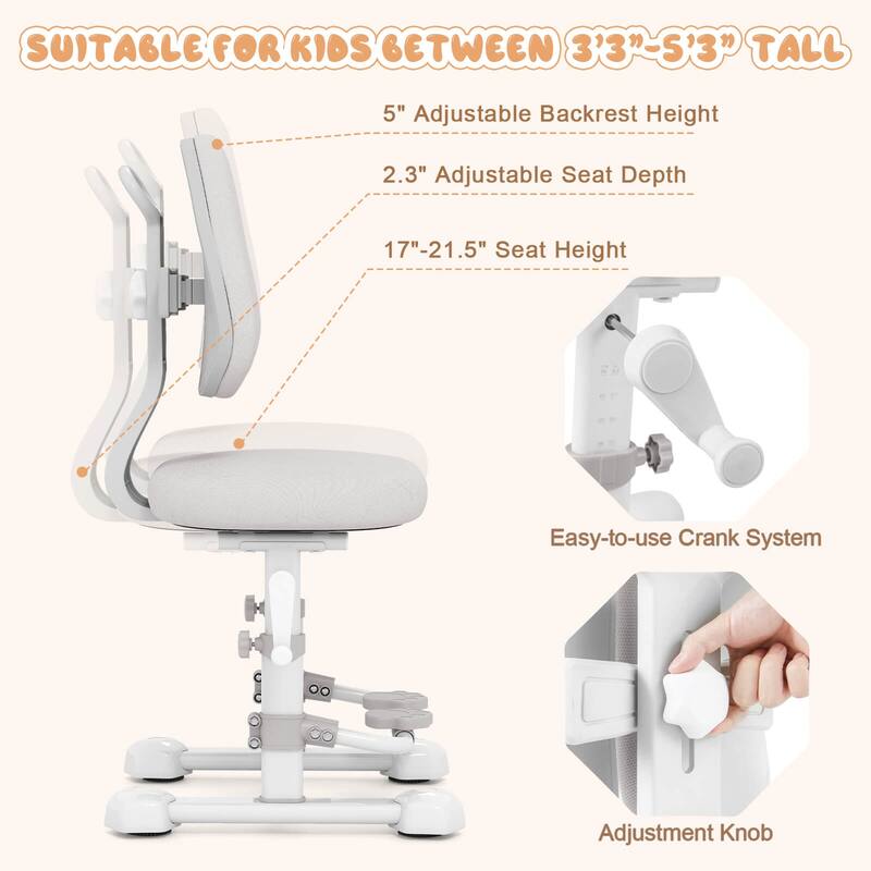 Costway Kids Study Chair with Adjustable Double Backrest, Footrest, - See Details