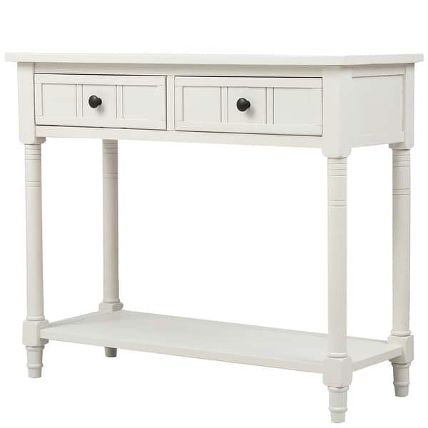 Shop Traditional White Console Table With Two Drawers And Bottom