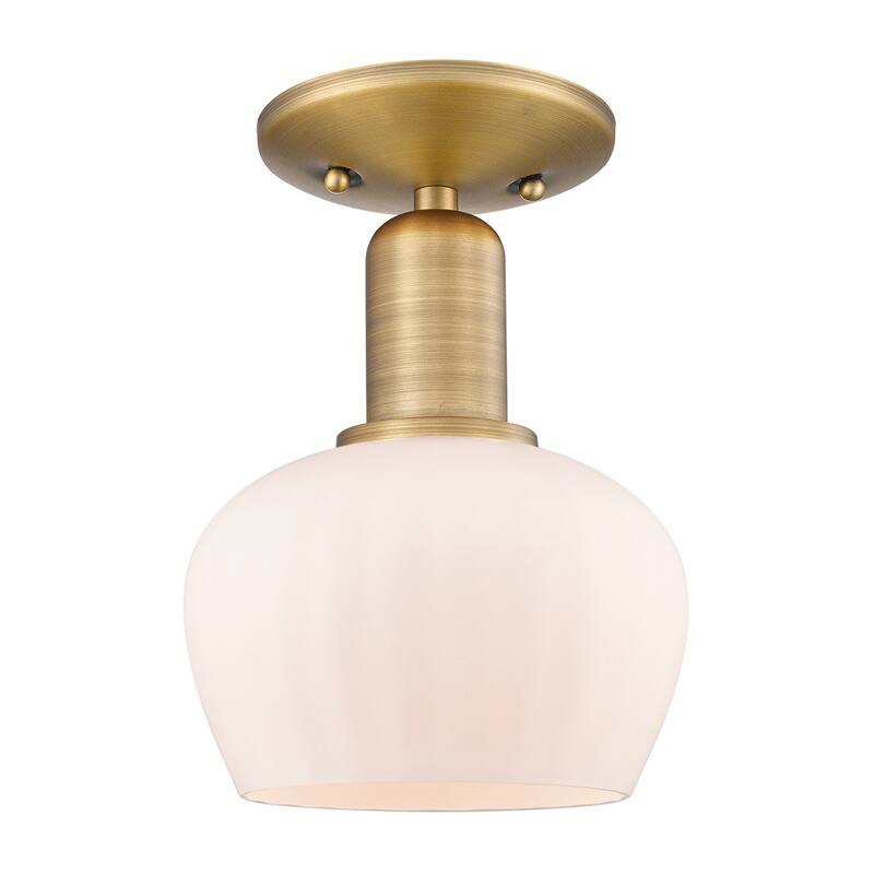 Innovations Lighting 716-1C-9-7 Fenton Semi-Flush Fenton 7" Wide - Brushed Brass / Matte White
