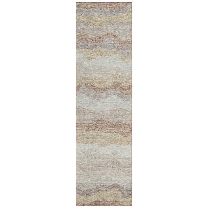 Machine Washable Indoor/ Outdoor Ombre Stripes Chantille Rug