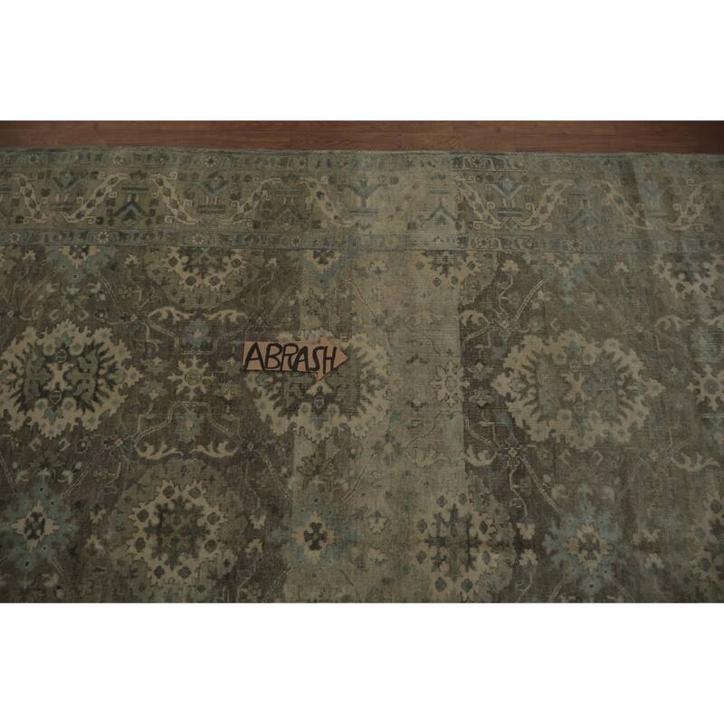 Hand Knotted Oriental 100% Wool Carpet Transitional Floral Greys & Charcoal Oushak Area Rug - 8' 7'' X 6' 0''