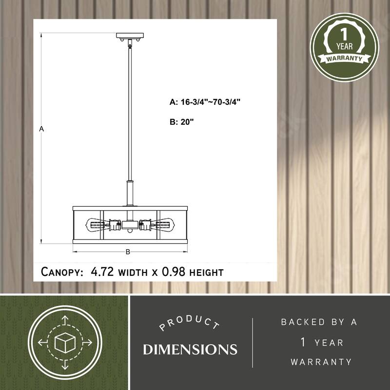 Akron 5L Oil Rubbed Bronze Drum Cage Farmhouse Pendant Light - 20-in W x 16.75-in H x 20-in D