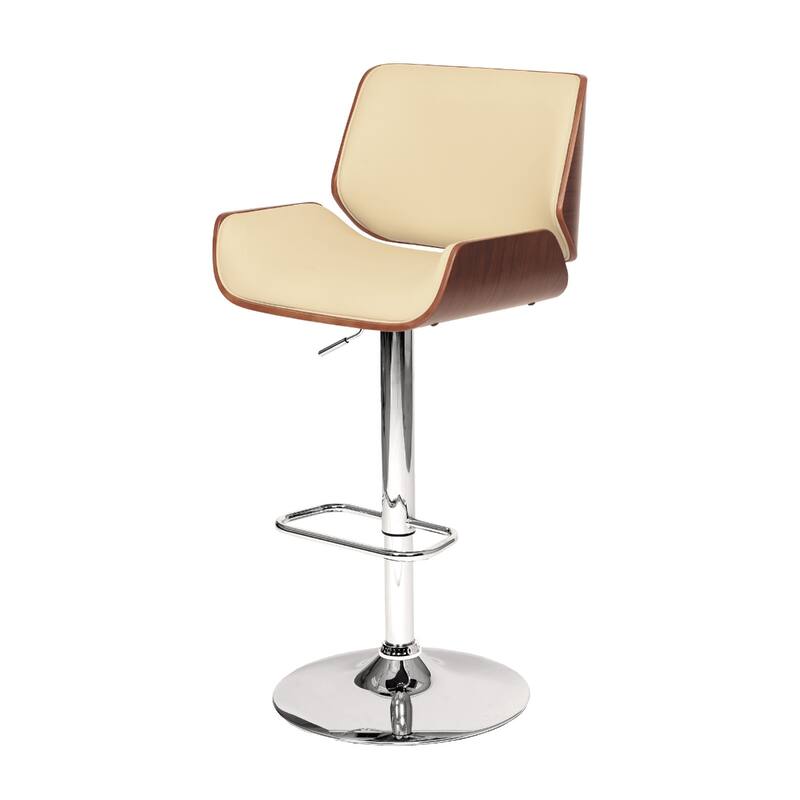 24" Adjustable Height Swivel Bar Stool with Padded Faux Leather Seat and Chrome Base for Kitchen - 46”H x 20”W x 19”D