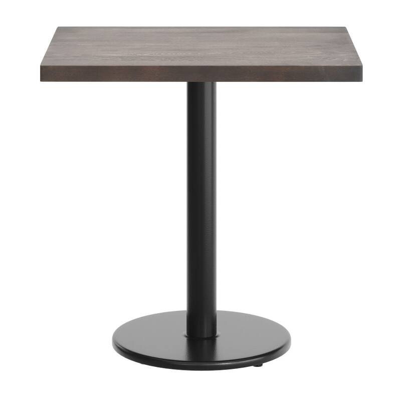 Rectangular Solid Wood Commercial Tabletop with 18" Round Dining Height Base - 24"W x 30"D x 29.5"H