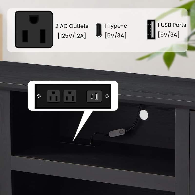 EROMMY 65 Inch TV Stand, Modern Entertainment Center with LED Lights & Storage. - 65inch.